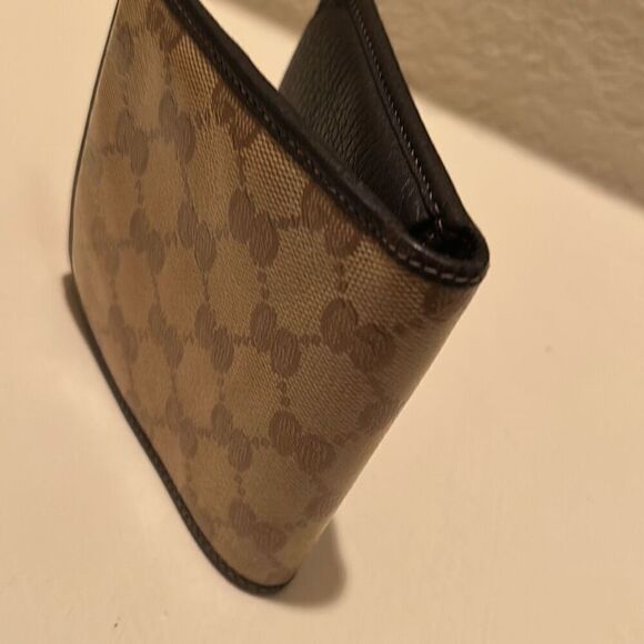 Gucci GG Canvas Bifold Wallet Classic Brown Monogram Logo Print Leather Trim - Picture 11 of 11